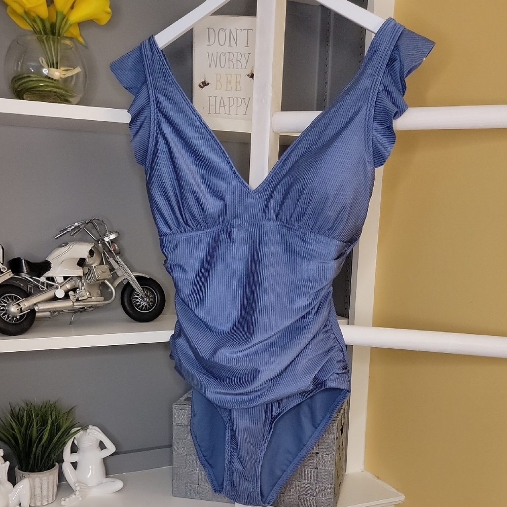 Blue Ruffled One Piece Ellen Tracy - Picture 10 of 12